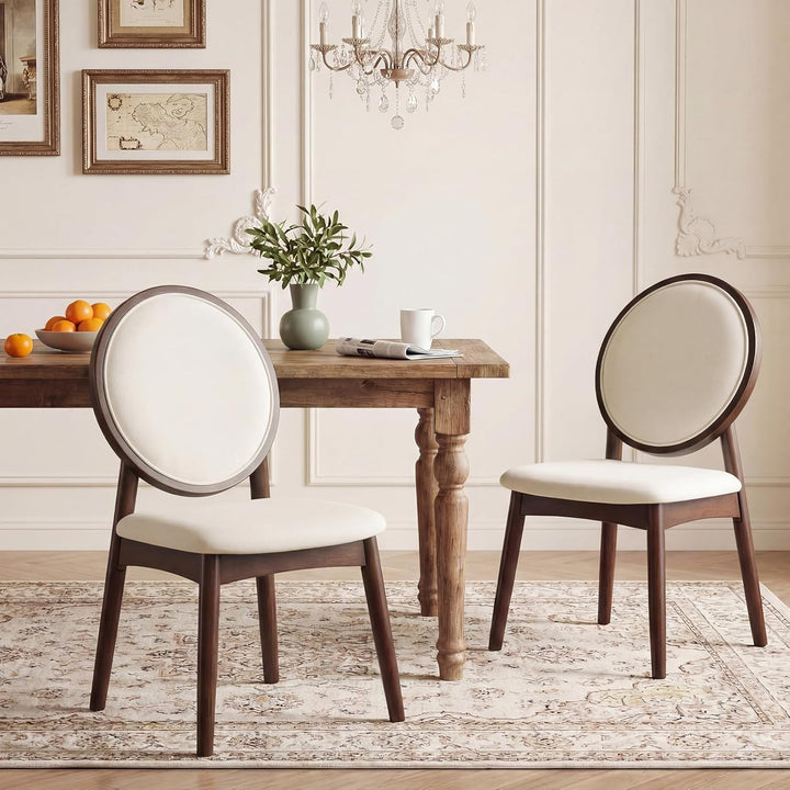Giantex Set of 2/4 Upholstered Linen Fabric Kitchen Side Chairs with Padded Seat