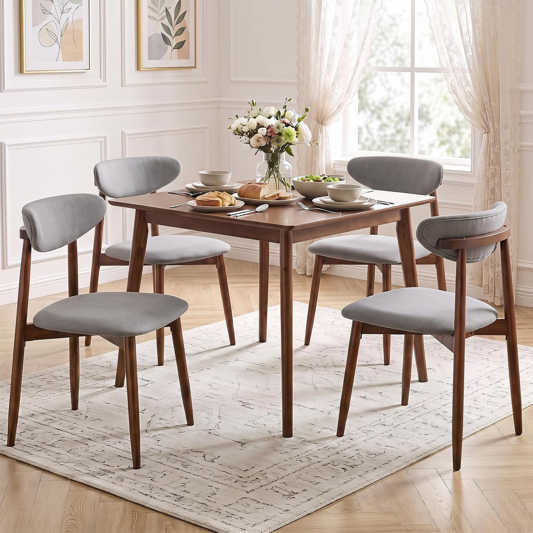 Giantex Modern Upholstered Wooden Dining Chairs with Fabric Padded Seat (2/4)