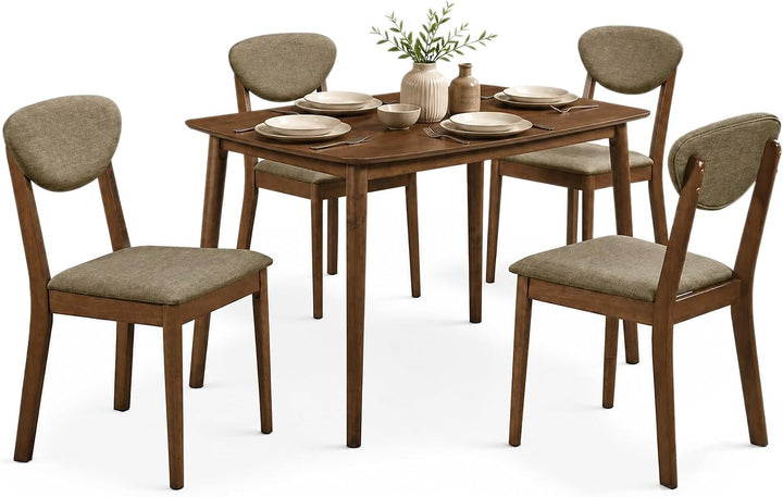Giantex Mid-Century Modern Kitchen Table and Upholstered Chairs Set for 4