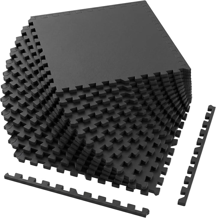 Giantex 12/24 Pack Interlocking Rubber Gym Floor Mats 0.79" Thick 24" x24" Puzzle Tiles