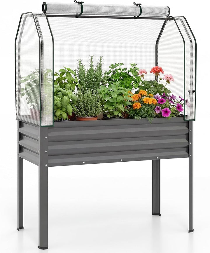 Giantex Raised Garden Bed with Legs &amp; Greenhouse Cover (1/2)