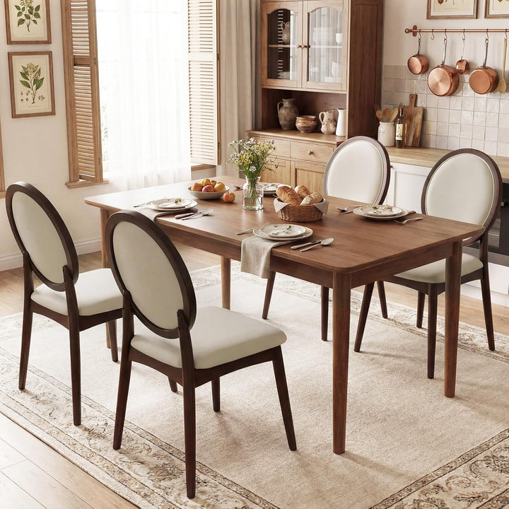 Giantex Set of 2/4 Upholstered Linen Fabric Kitchen Side Chairs with Padded Seat