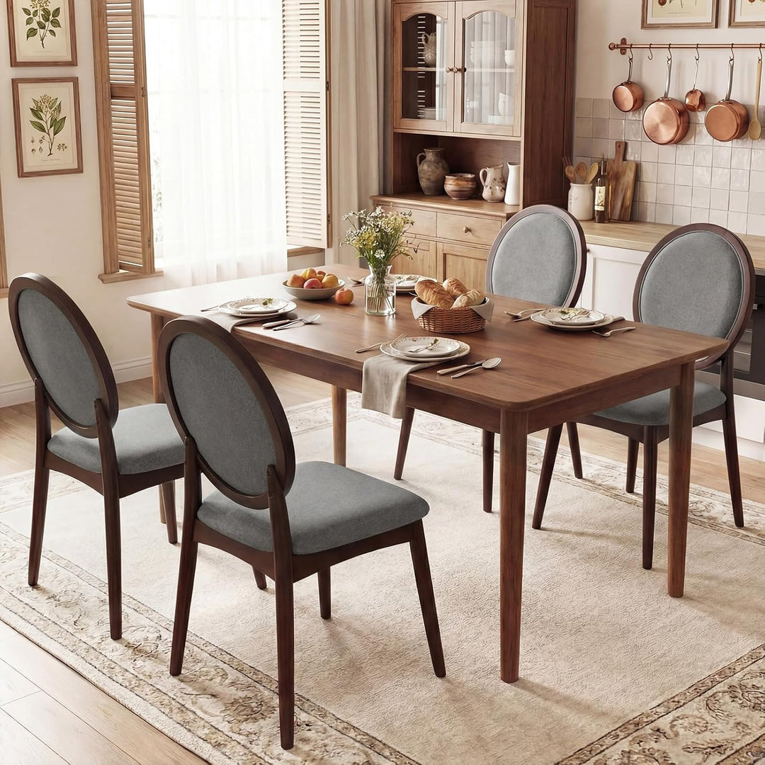 Giantex Set of 2/4 Upholstered Linen Fabric Kitchen Side Chairs with Padded Seat