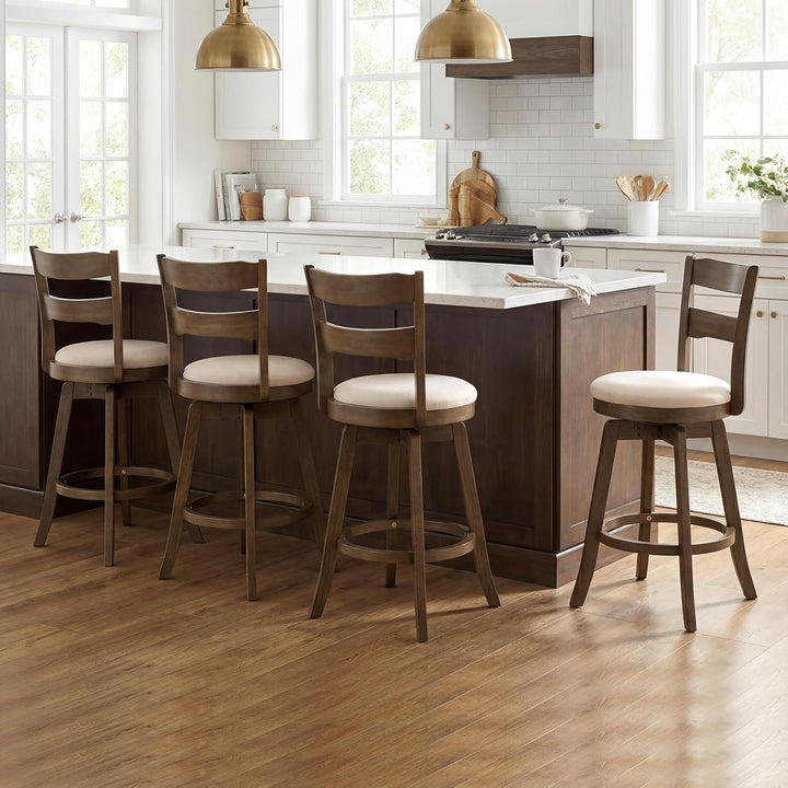 Giantex 25" Swivel Bar Stools Set of 2/4 with Fabric Upholstered Seat