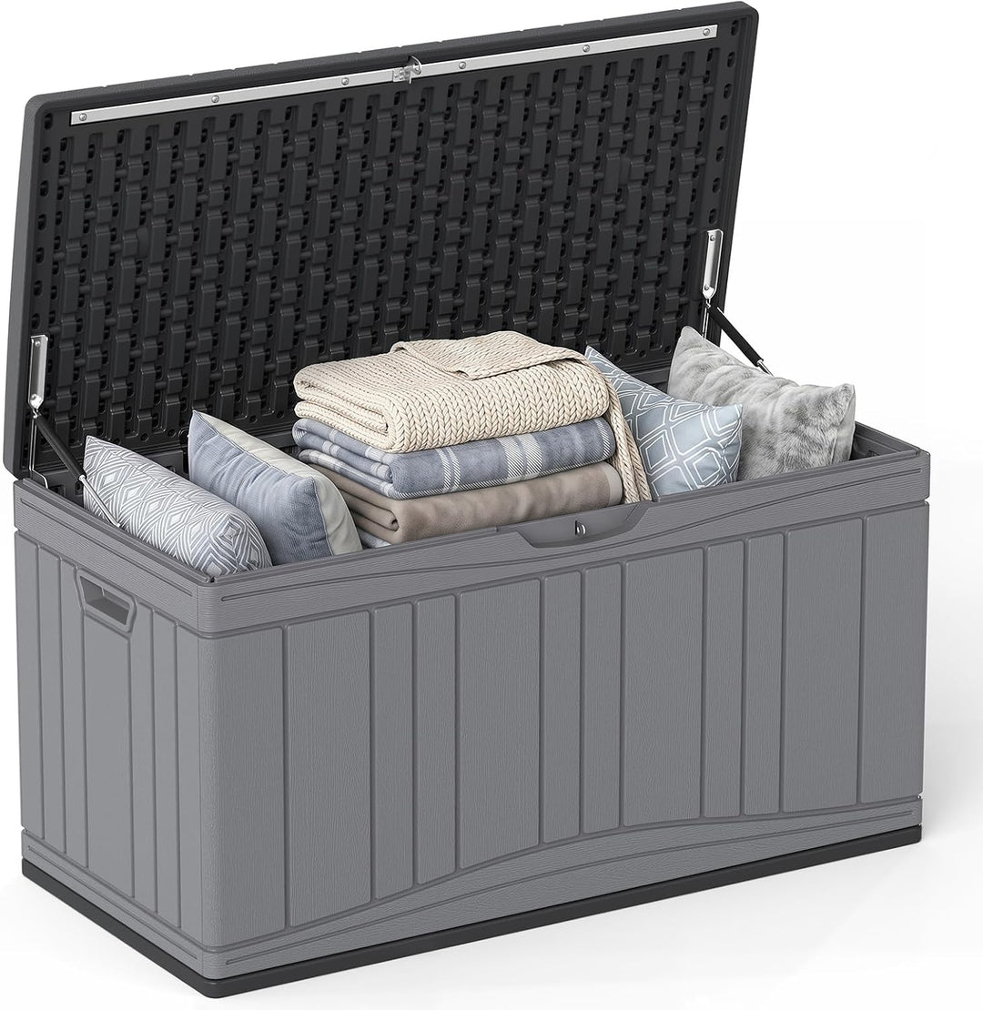 Giantex 80 Gallon Patio HDPE Storage Bin with Gas Struts &amp; Lock-Compatible Lid