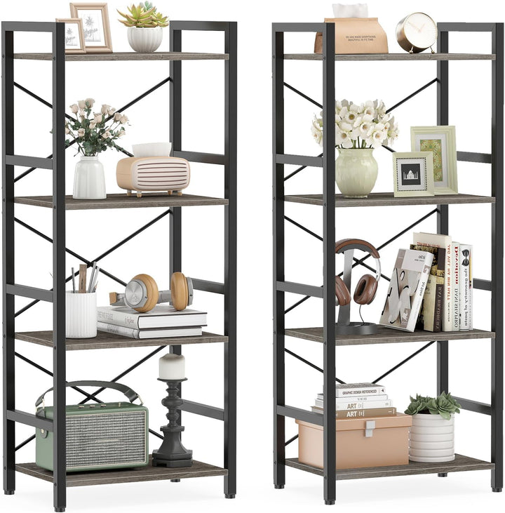 Giantex 4-Tier Bookshelf | Narrow Freestanding Display Shelf with Metal Frame (1/2)