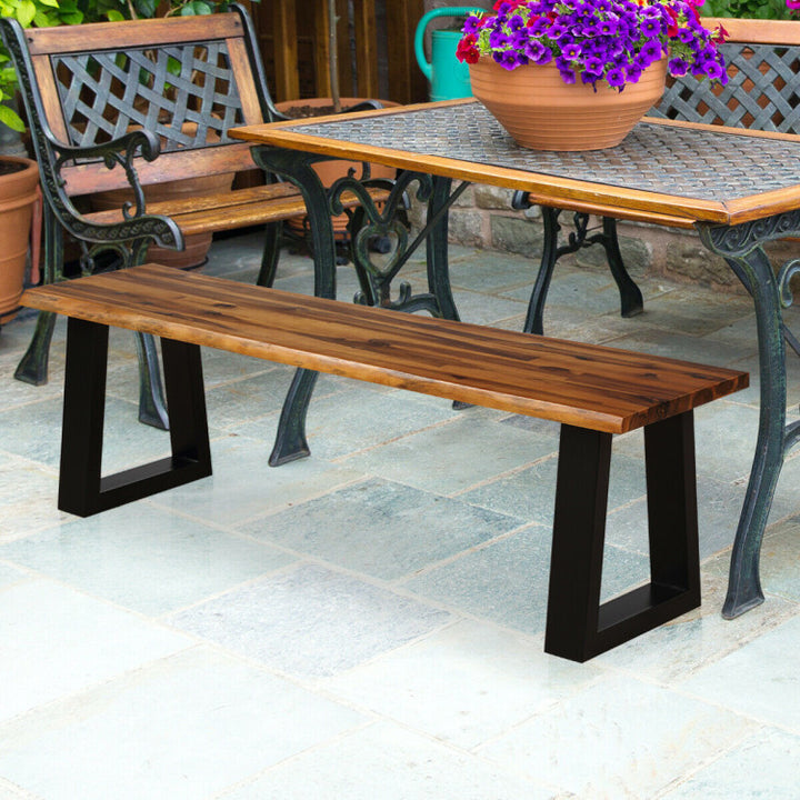 Giantex Wooden Dining Bench Seating Rustic Indoor &amp;Outdoor Furniture (Rustic Brown&amp;Black)