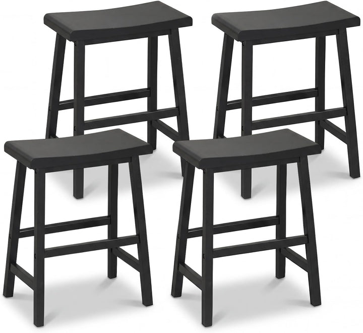 Giantex 24 Inch Counter Height Saddle Bar Stools with Footrest (2/4)