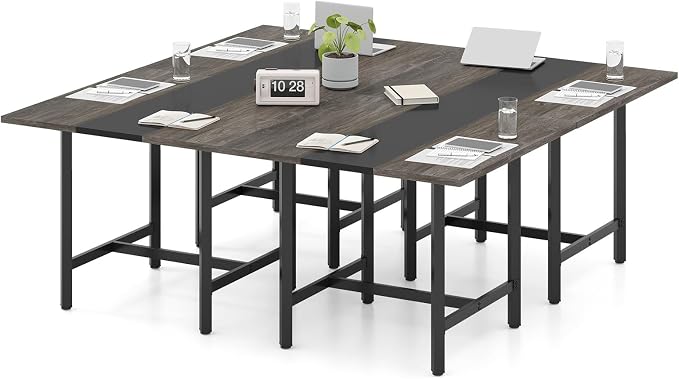 Giantex 39.5" Square Conference Table, Meeting Table for 4 People | Heavy-Duty Metal Frame