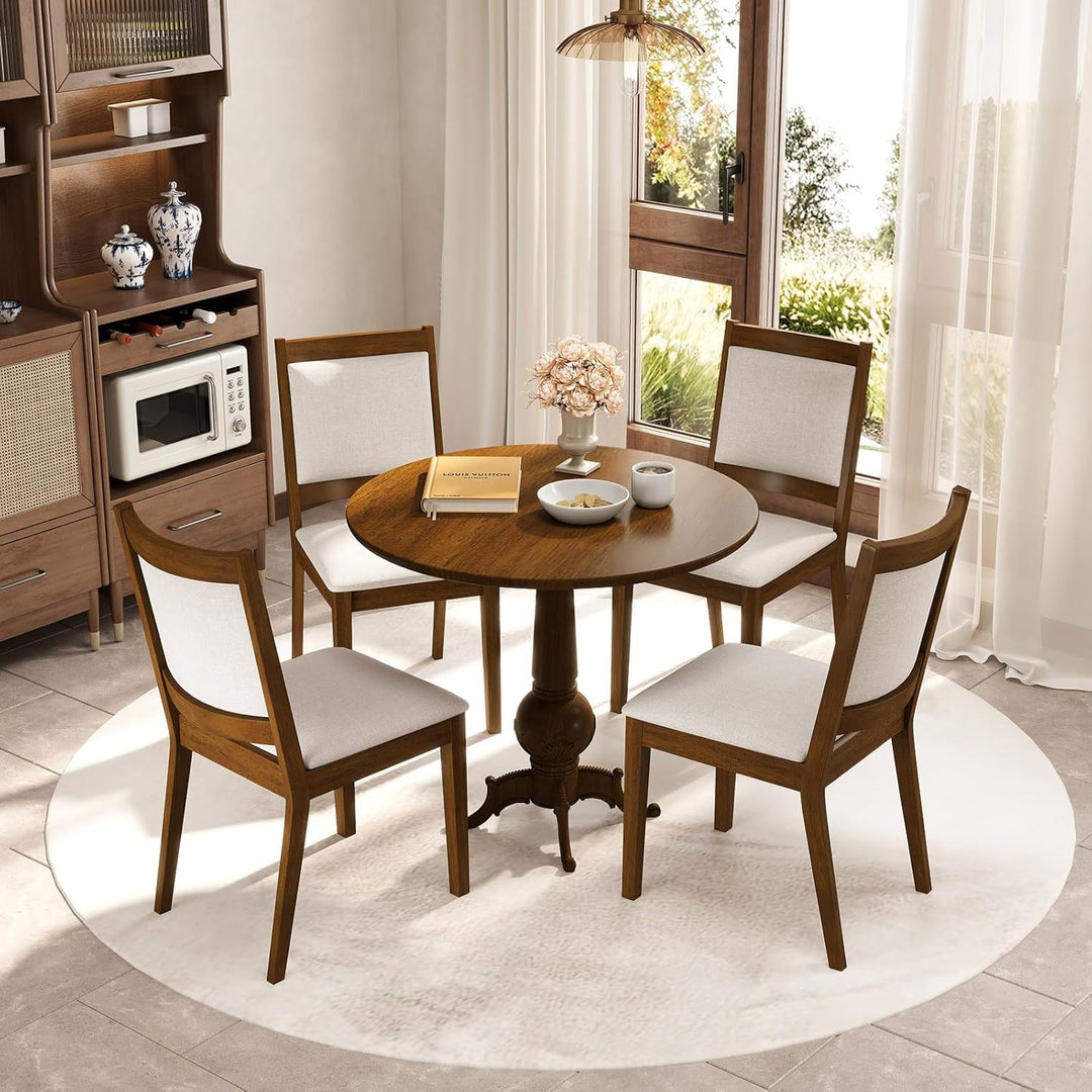 Giantex Upholstered Dining Chairs Set of 2/4, Modern Farmhouse Kitchen Chairs w/Padded Backrest &amp; Cushioned Seat, Rubber Wood Frame