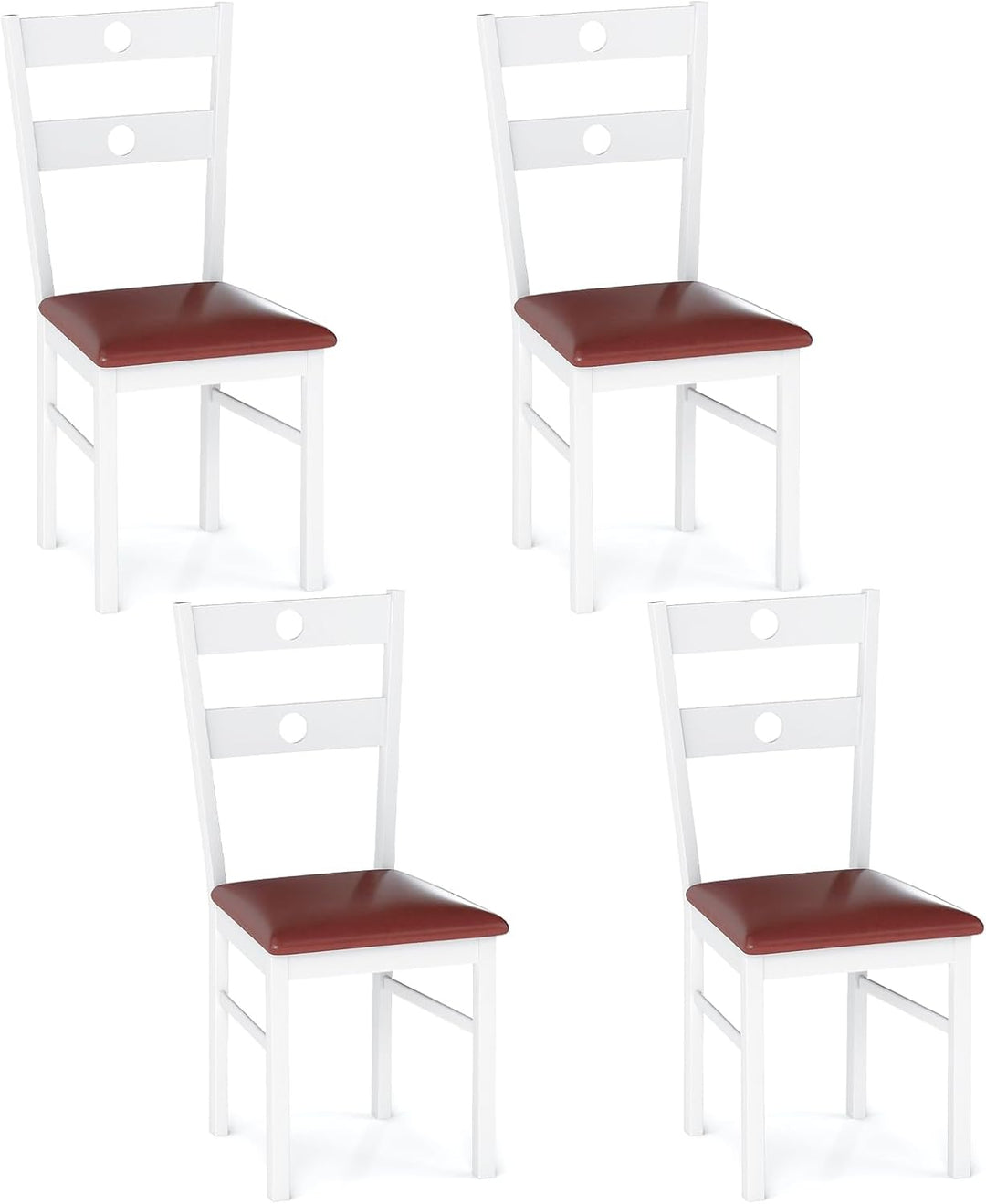 Giantex PU Leather Upholstered Kitchen Chairs w/Hollowed Backrest &amp; Padded Seat