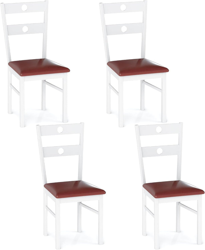 Giantex PU Leather Upholstered Kitchen Chairs w/Hollowed Backrest &amp; Padded Seat