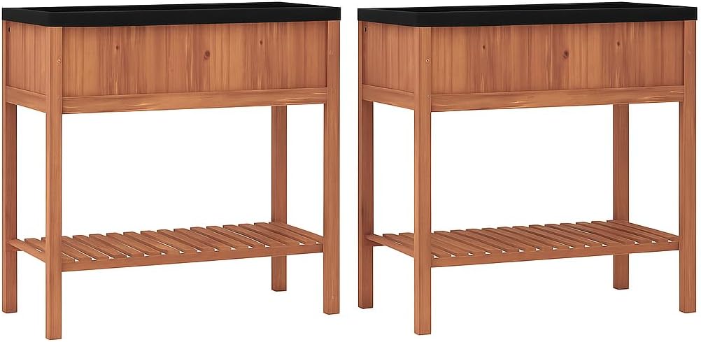 Giantex 40"x20"x39" Raised Garden Bed Wood Planter Box with Plant Stand &amp; Black Liner