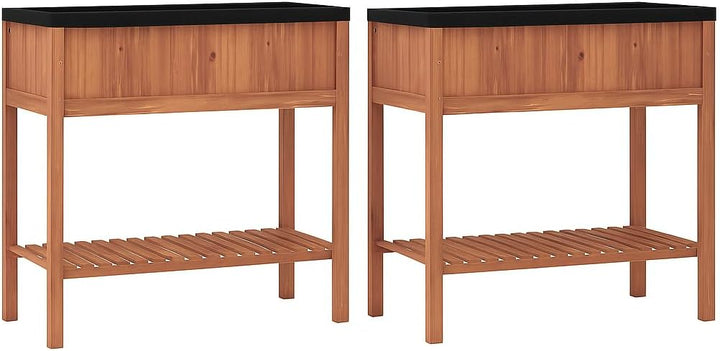 Giantex 40"x20"x39" Raised Garden Bed Wood Planter Box with Plant Stand &amp; Black Liner