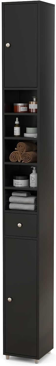 Giantex Slim Bathroom Storage Cabinet - 71" Tall Narrow Floor Cabinet Cupboard with 2 Doors