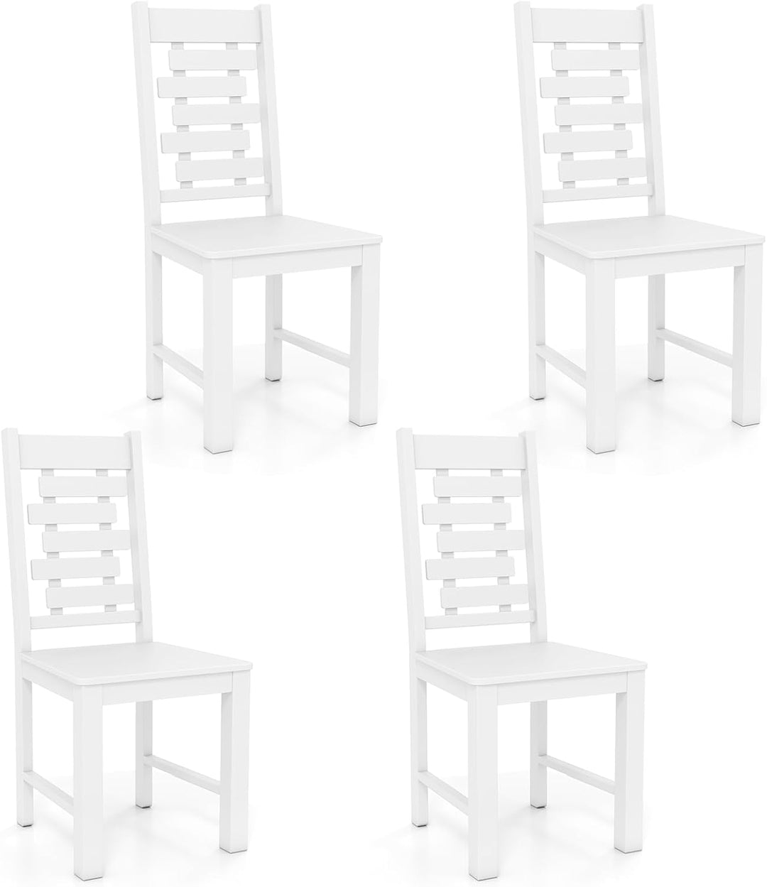 Giantex Wooden Dining Chairs Set 100% Solid Rubber Wood Kitchen Chair with High &amp; Tilted Backrest