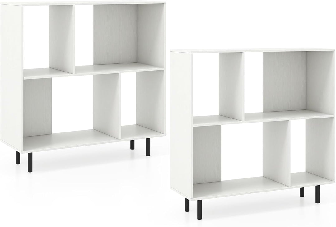 Giantex 3-Tier Bookcase, Modern Cube Bookshelf with 4 Compartments &amp; Metal Legs, Minimalist Freestanding Storage Organizer