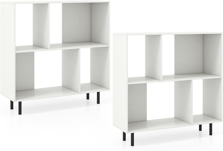 Giantex 3-Tier Bookcase, Modern Cube Bookshelf with 4 Compartments &amp; Metal Legs, Minimalist Freestanding Storage Organizer