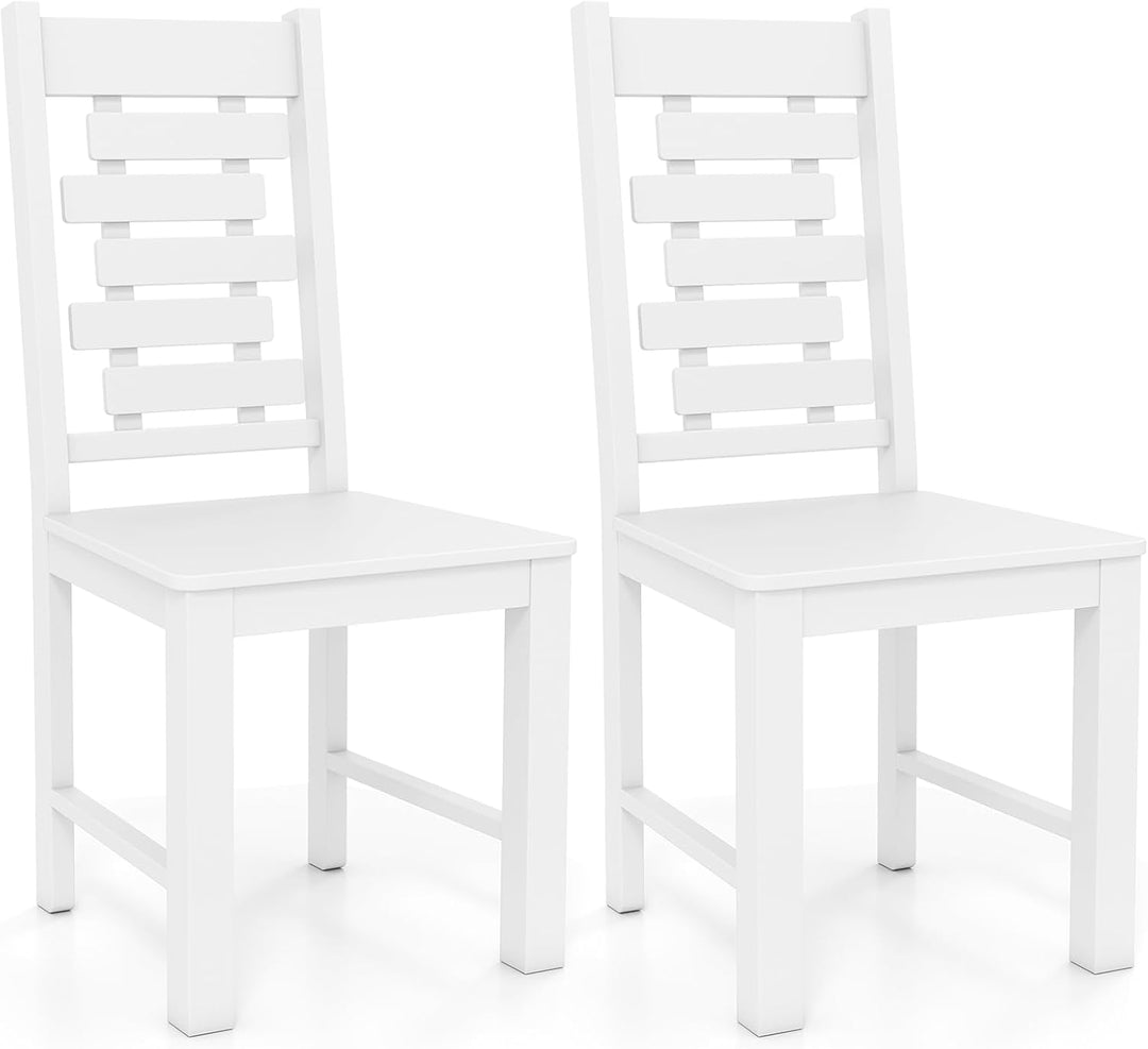 Giantex Wooden Dining Chairs Set 100% Solid Rubber Wood Kitchen Chair with High &amp; Tilted Backrest