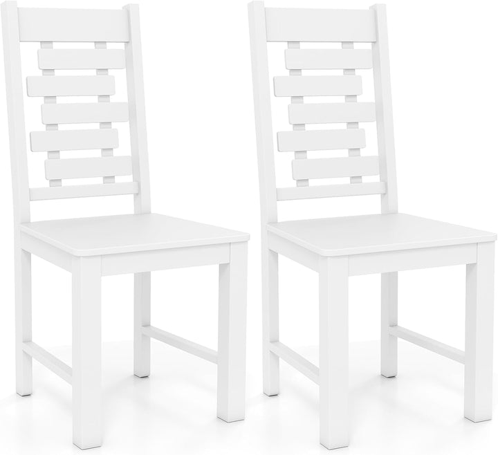 Giantex Wooden Dining Chairs Set 100% Solid Rubber Wood Kitchen Chair with High &amp; Tilted Backrest