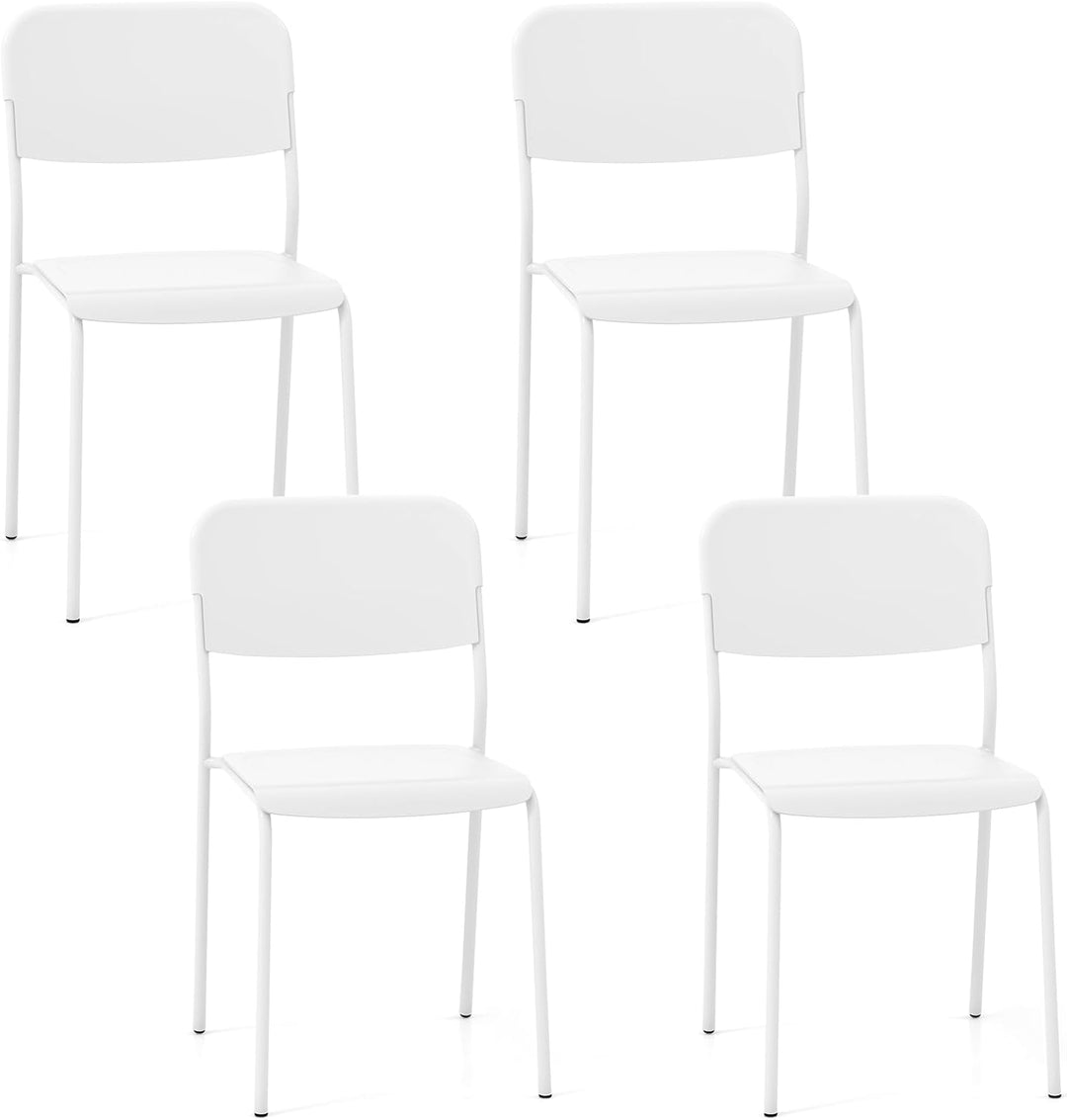 Giantex Metal Dining Chairs Set of 4, Stackable Lightweight Kitchen Chairs w/Tilted Backrest &amp; Sturdy Metal Legs