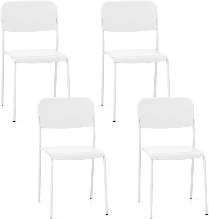 Giantex Metal Dining Chairs Set of 4, Stackable Lightweight Kitchen Chairs w/Tilted Backrest &amp; Sturdy Metal Legs