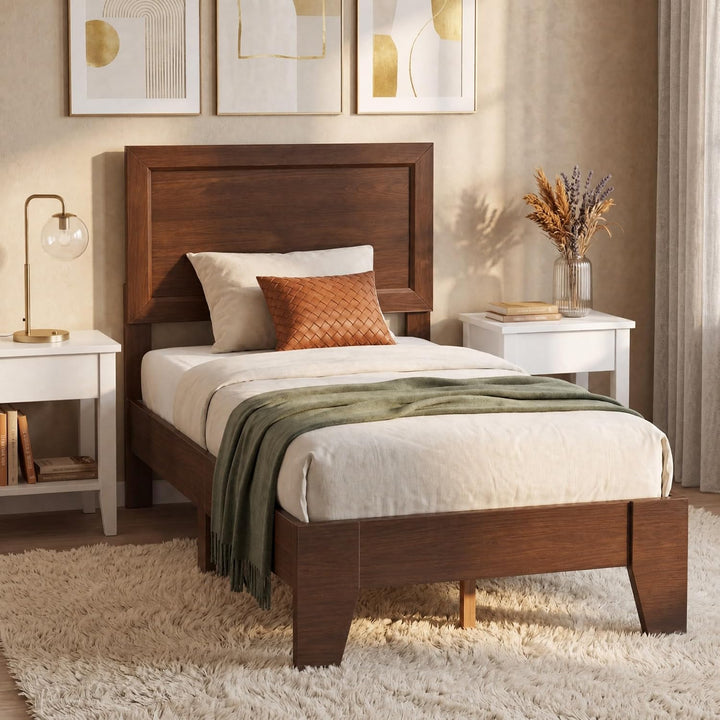 GIANTEX Twin/Full/Queen Size Wooden Bed Frame with Wood Slat Support