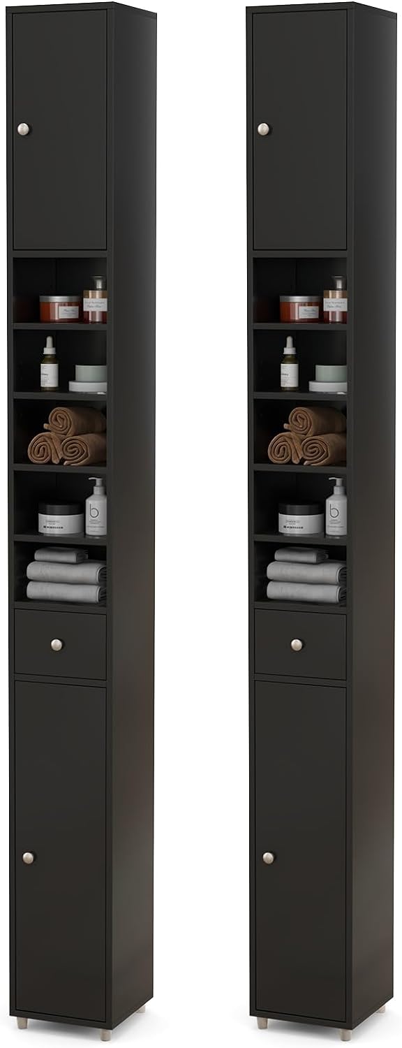 Giantex Slim Bathroom Storage Cabinet - 71" Tall Narrow Floor Cabinet Cupboard with 2 Doors
