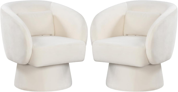 Giantex Swivel Accent Chair Upholstered Barrel Chair with Curved Back &amp; Removable Lumbar Pillow