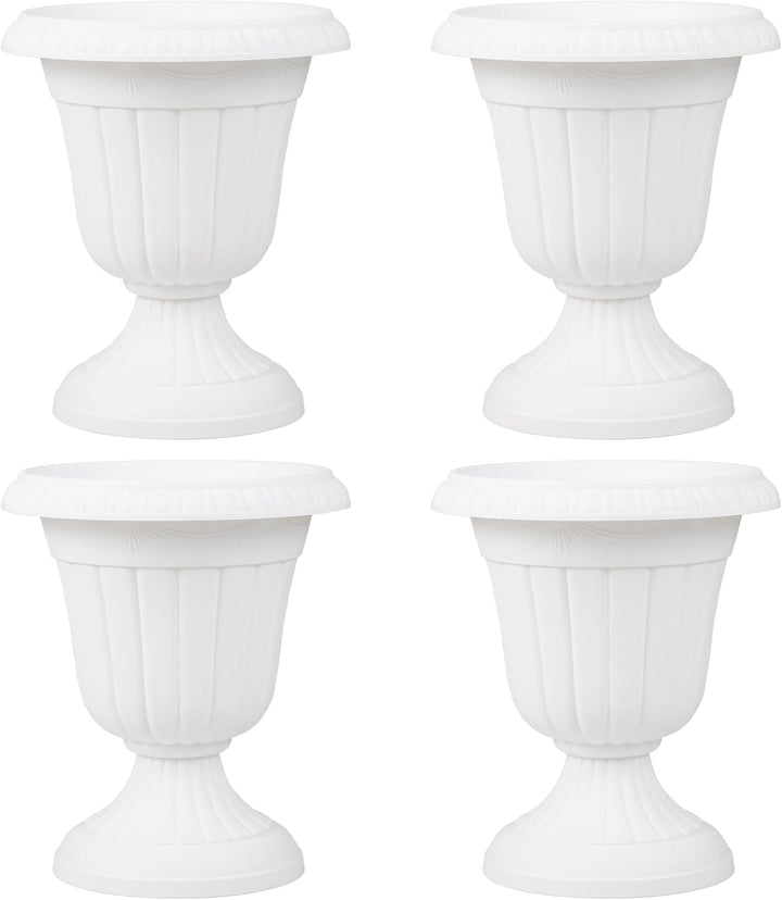 Giantex 18" Tall Urn Plastic Flower Pots with Pedestal Base &amp; Pre-Marked Drain Hole