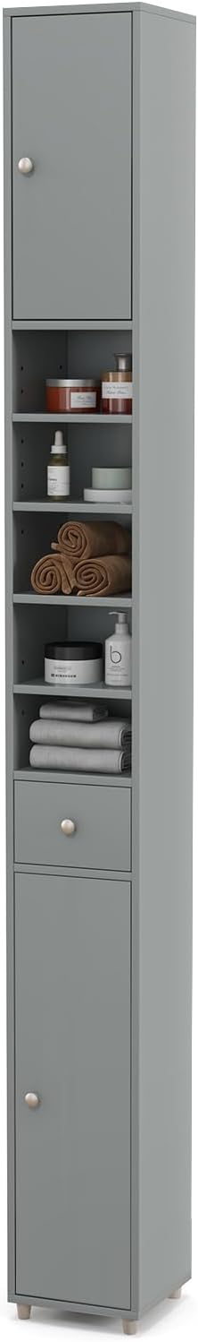 Giantex Slim Bathroom Storage Cabinet - 71" Tall Narrow Floor Cabinet Cupboard with 2 Doors