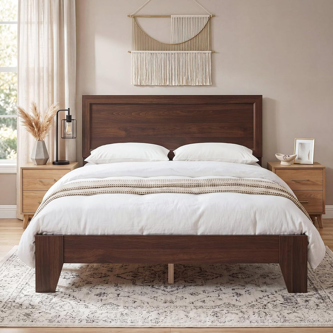 GIANTEX Twin/Full/Queen Size Wooden Bed Frame with Wood Slat Support