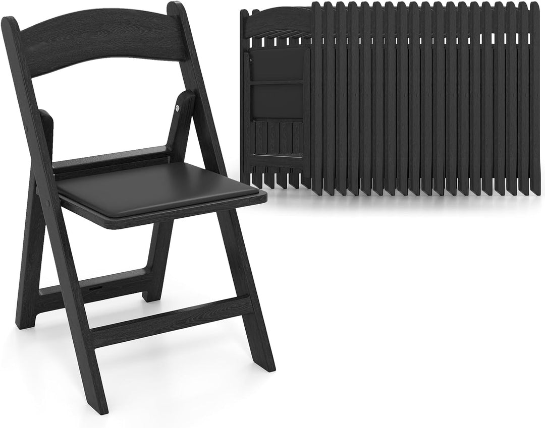Giantex Folding Chairs Portable Resin Event Chairs with Padded Seat