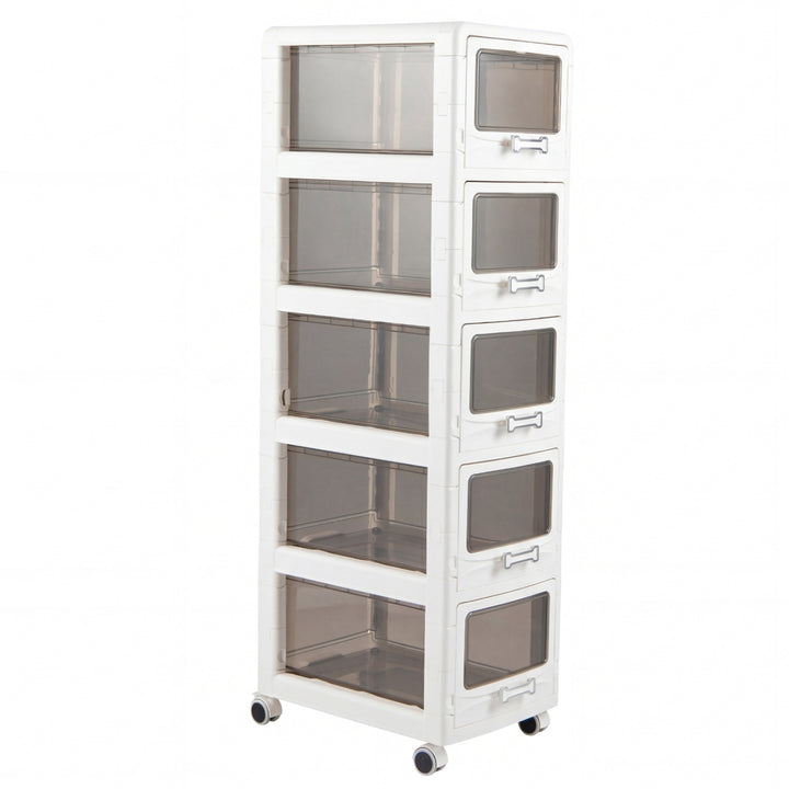 Giantex 3/4/5-Tier Plastic Drawer Storage Organizer Rolling Cart with Drawers &amp; Lockable Wheels