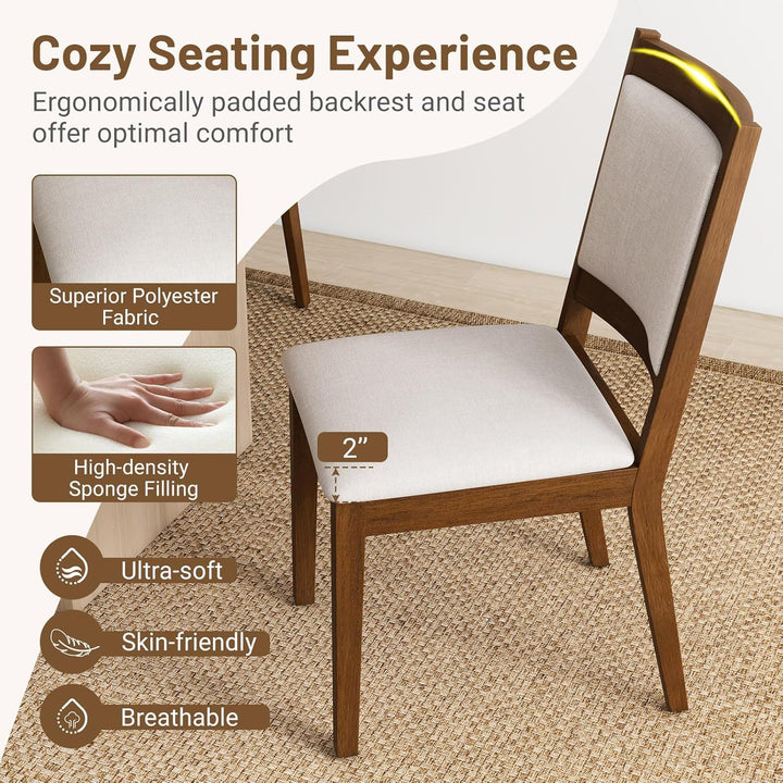 Giantex Upholstered Dining Chairs Set of 2/4, Modern Farmhouse Kitchen Chairs w/Padded Backrest &amp; Cushioned Seat, Rubber Wood Frame