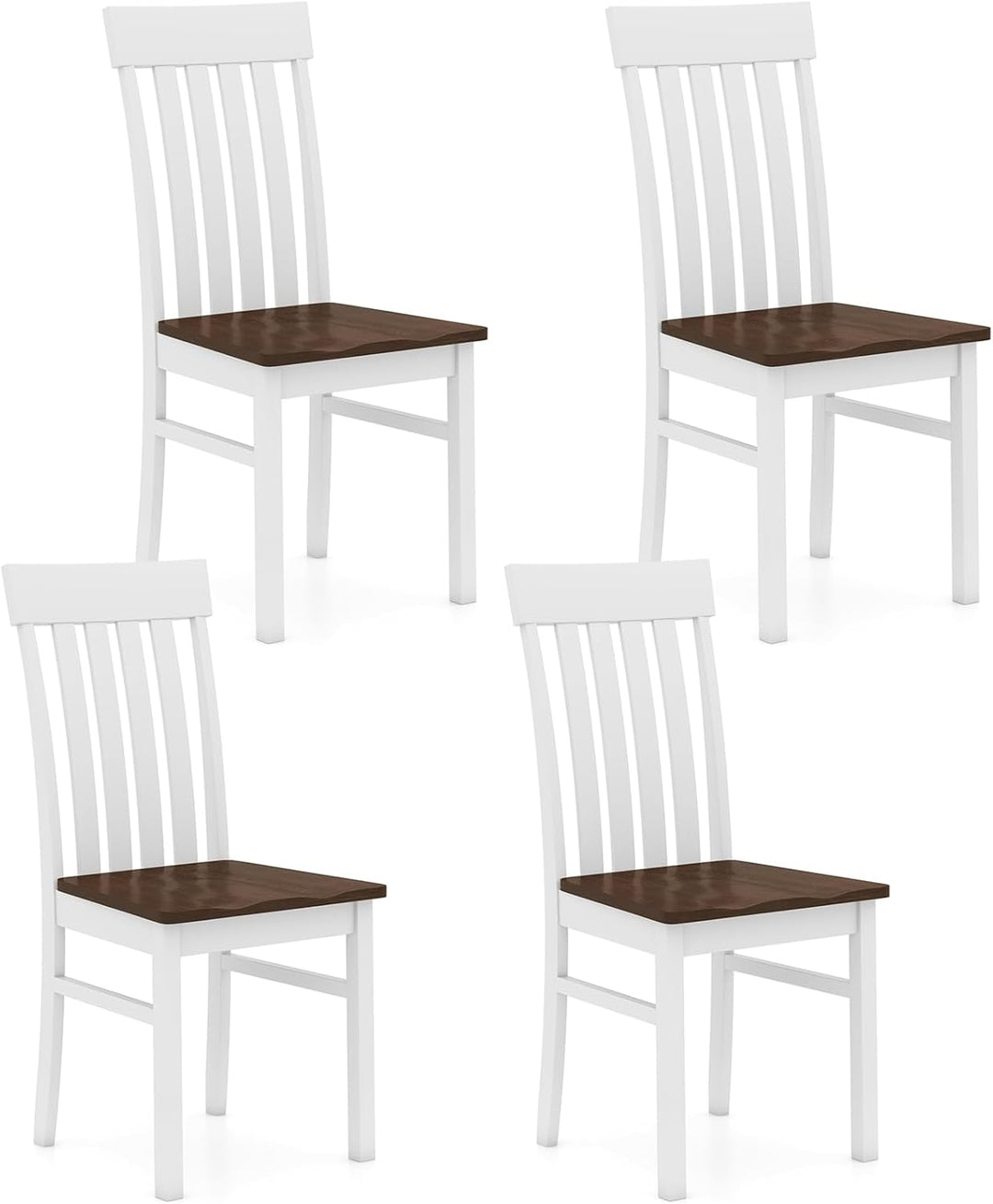 Giantex Wooden Dining Chairs Set of 2/4 with Hollowed Backrests &amp; Rubber Wood Seats