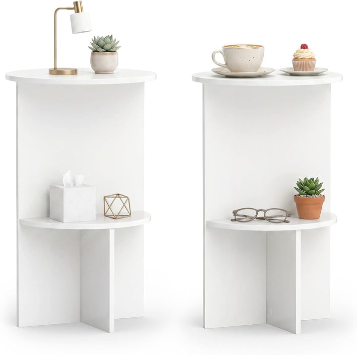 Giantex 2-Tier Round Side Tables with Storage Shelf (1/2)