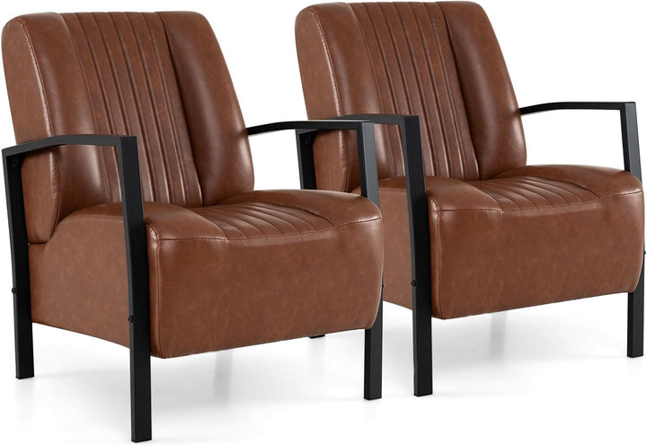 Giantex PU Leather Upholstered Armchair with Padded Seat &amp; Back (1/2)
