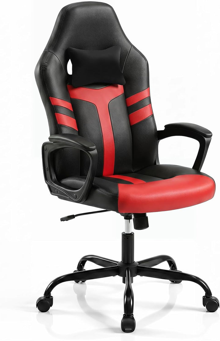 Giantex Faux Leather Upholstered Office Chair w/Removable Head Pillow