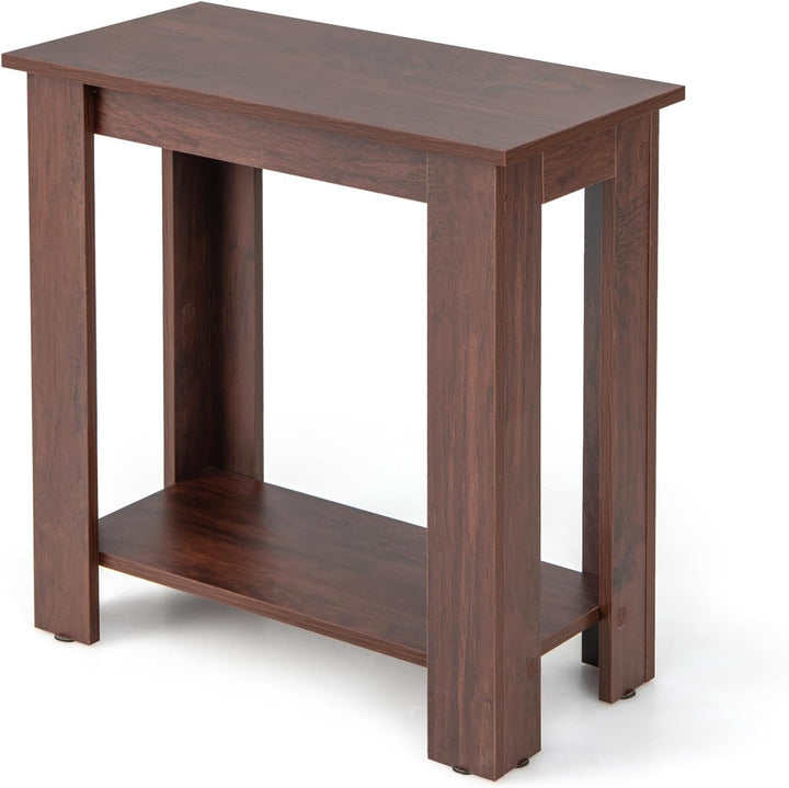 Giantex 2-Tier End Table White, Modern Side Table with Storage Shelf (1/2)