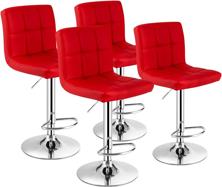 Giantex Bar Stool, Modern Swivel Adjustable Armless Barstools, Square Counter Height PU Leather Bar Stools
