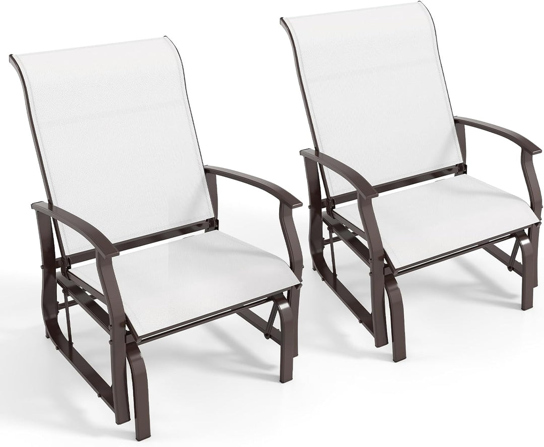 Giantex 2-Pack Outdoor Glider Rocking Chairs with Ergonomic Backrest &amp; Seat