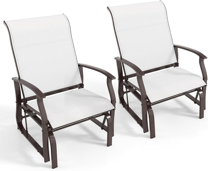 Giantex 2-Pack Outdoor Glider Rocking Chairs with Ergonomic Backrest &amp; Seat