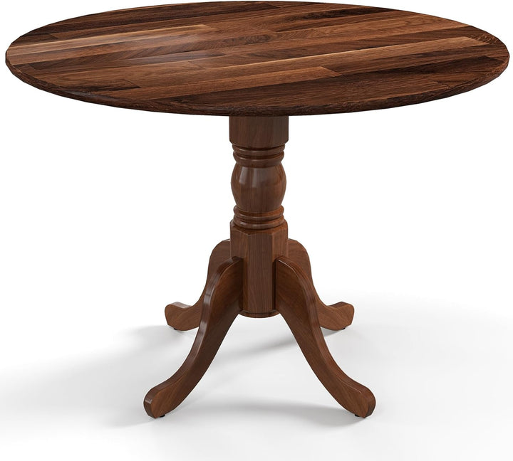 Giantex Wooden Dining Table with 39" D Round Tabletop &amp; Curved Trestle Legs