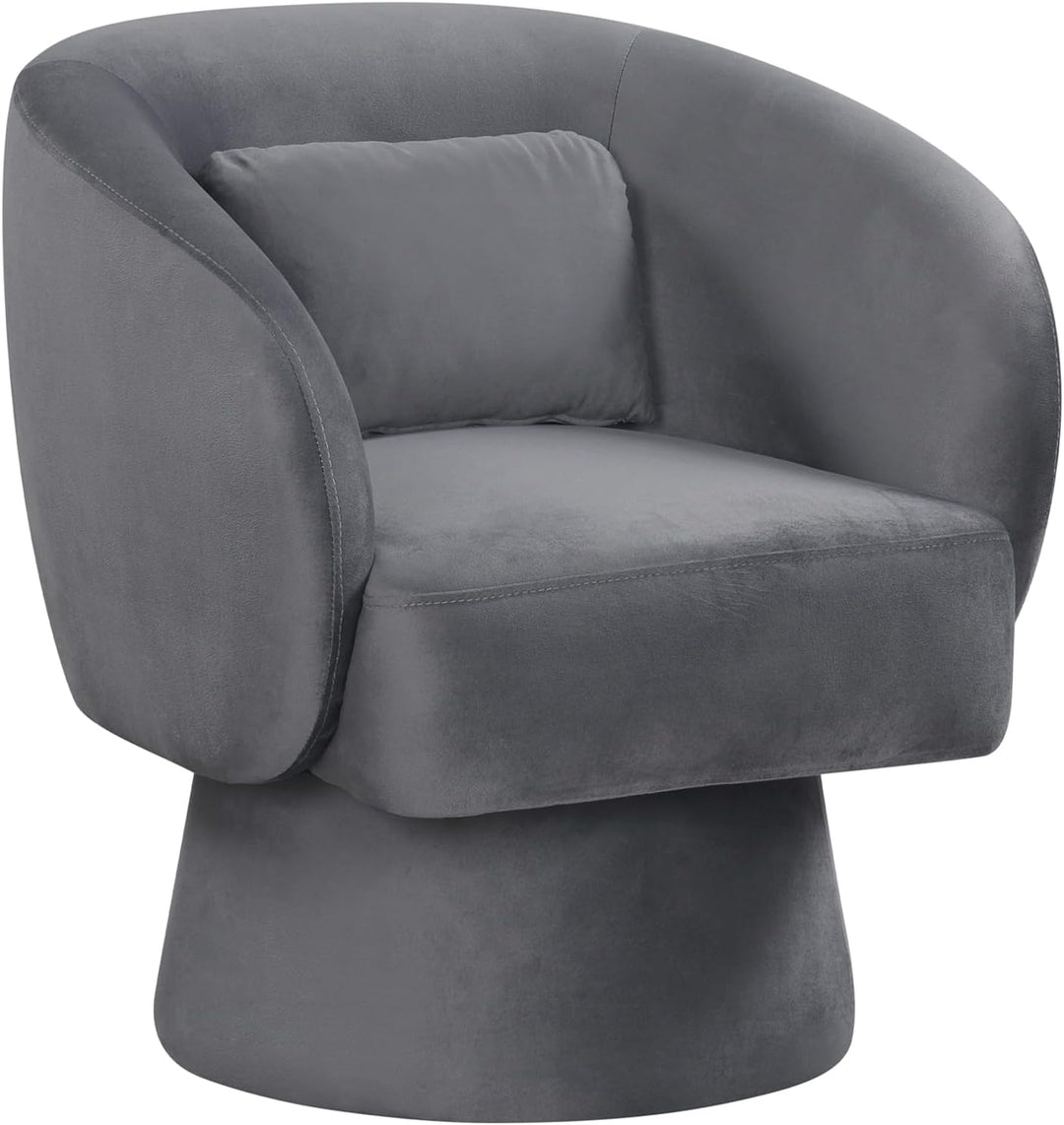 Giantex Swivel Accent Chair Upholstered Barrel Chair with Curved Back &amp; Removable Lumbar Pillow