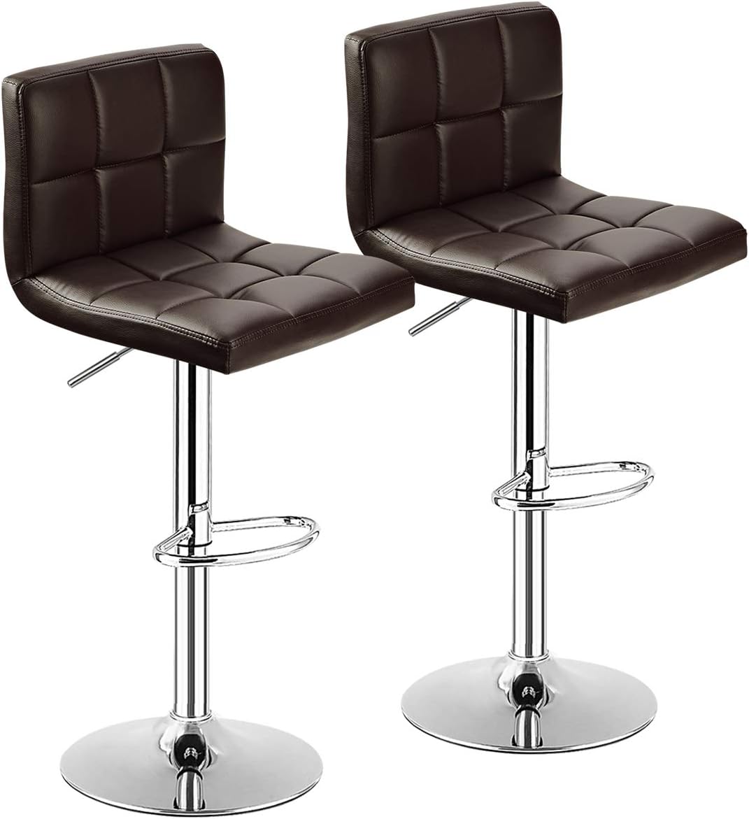 Giantex Bar Stool, Modern Swivel Adjustable Armless Barstools, Square Counter Height PU Leather Bar Stools
