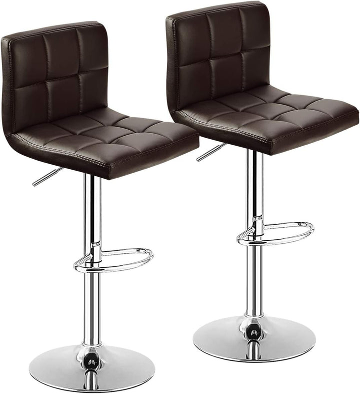 Giantex Bar Stool, Modern Swivel Adjustable Armless Barstools, Square Counter Height PU Leather Bar Stools