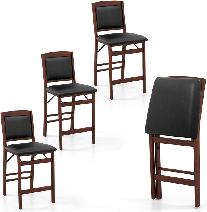 Giantex Folding Counter Height Bar Stools Set of 2/4, 24.5" Farmhouse Barstools w/Padded Back &amp; Seat