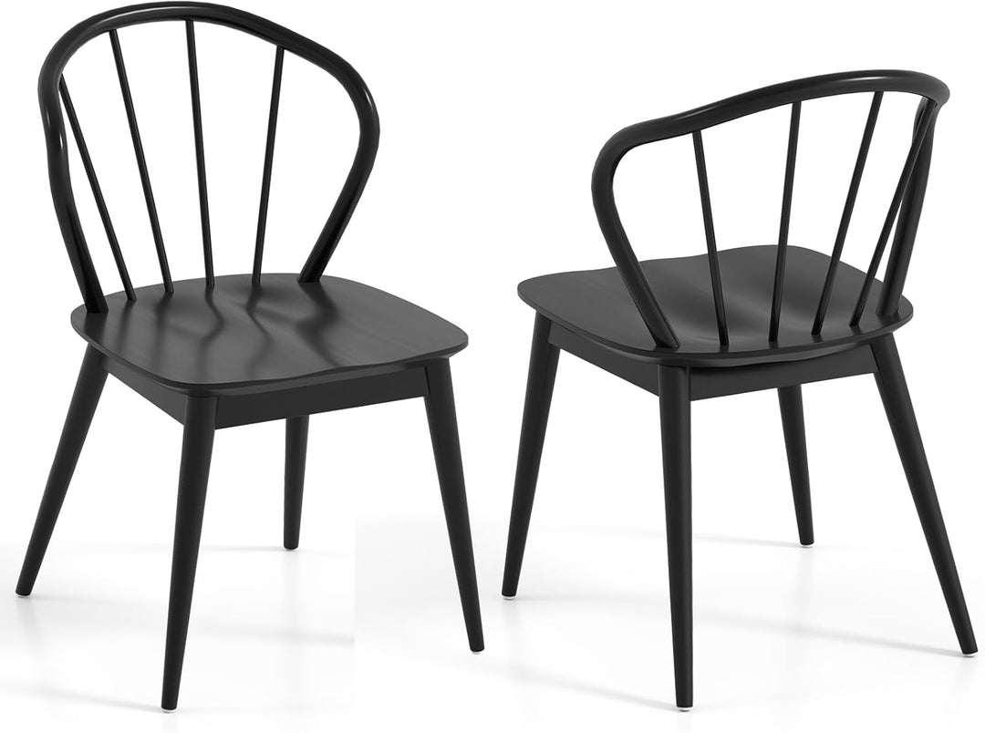 Giantex Wooden Dining Chairs Set of 2/4, Windsor Kitchen Chairs w/High Spindle Back &amp; Rubber Wood Legs