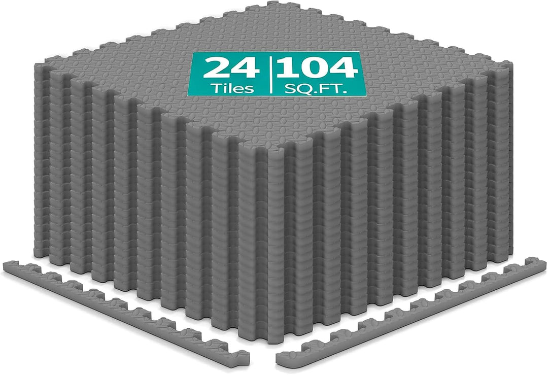 GIANTEX Interlocking Foam Tiles, EVA Foam Mats | 1/2 Inch Thick Puzzle Floor Tiles with Border Edge